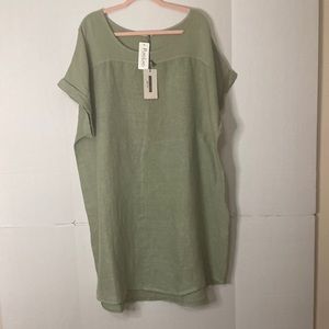 L’arno Green Italian Linen Dress Size 3X.